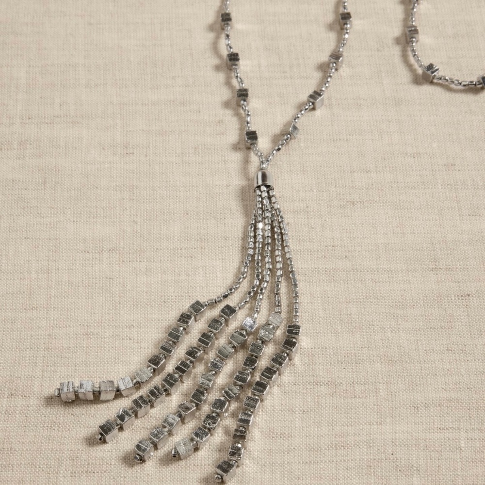 Aureus & Argent Mini squares tassel pendant necklace